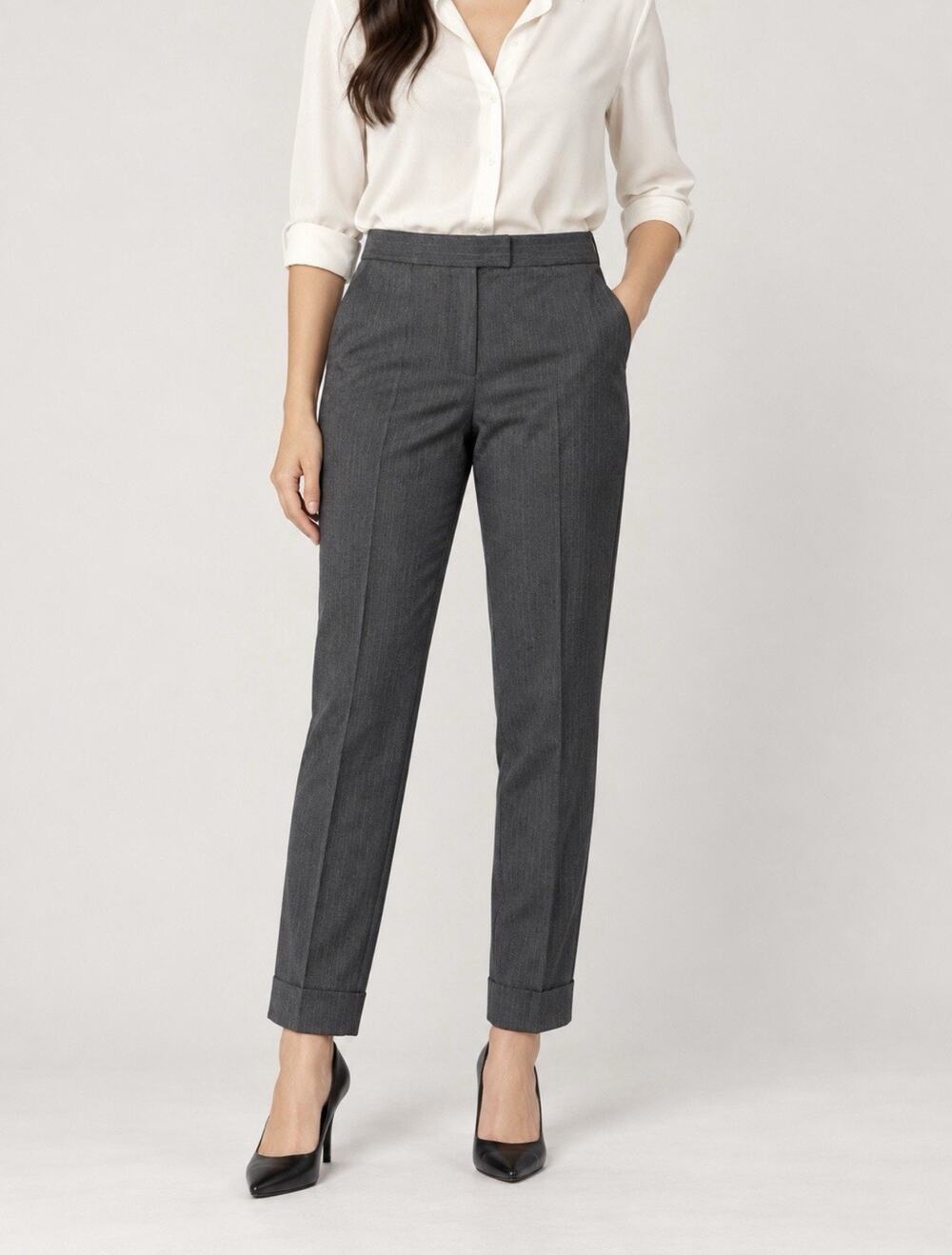 ATM Anthony Thomas Melillo x Barneys Gray Pinstripe Cuffed Trouser Pants Size 2
